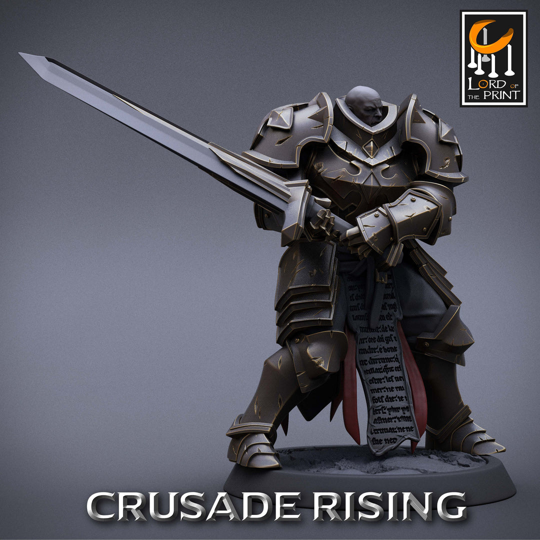 Paladin Knight Templar Unpainted Miniature | 28mm, 32mm,54mm,75mm, 100mm Scales | Dungeons and Dragons | Pathfinder | Lord of The Print