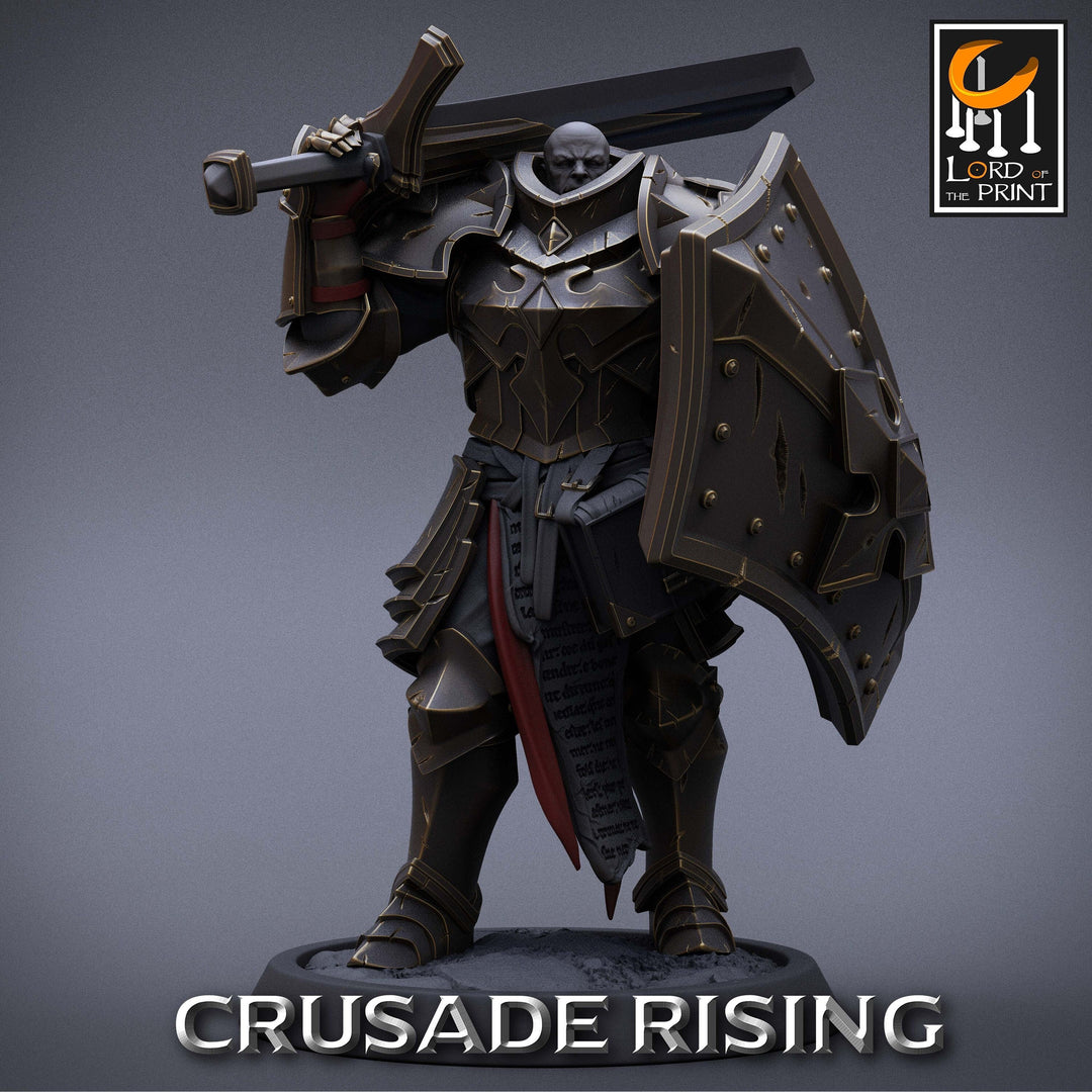 Paladin Knight Templar Unpainted Miniature | 28mm, 32mm,54mm,75mm, 100mm Scales | Dungeons and Dragons | Pathfinder | Lord of The Print