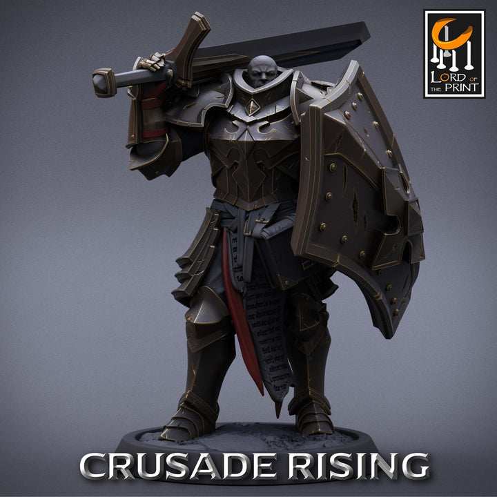 Paladin Knight Templar Unpainted Miniature | 28mm, 32mm,54mm,75mm, 100mm Scales | Dungeons and Dragons | Pathfinder | Lord of The Print
