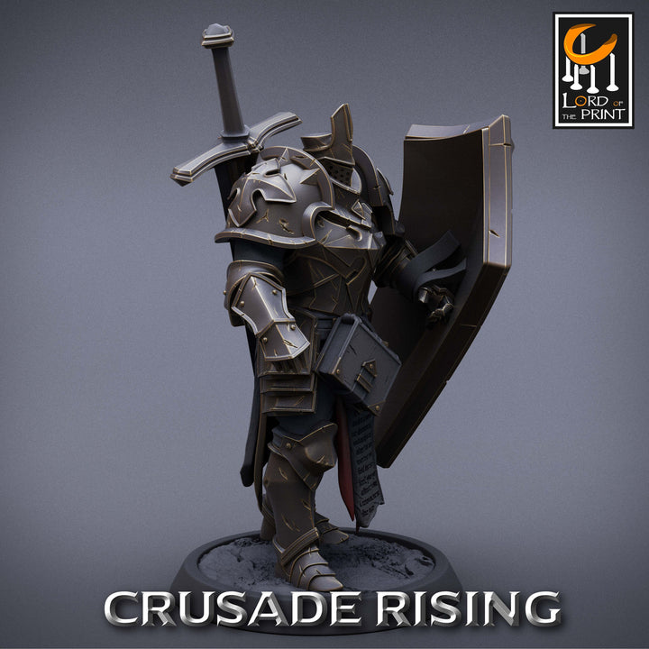Paladin Knight Templar Unpainted Miniature | 28mm, 32mm,54mm,75mm, 100mm Scales | Dungeons and Dragons | Pathfinder | Lord of The Print