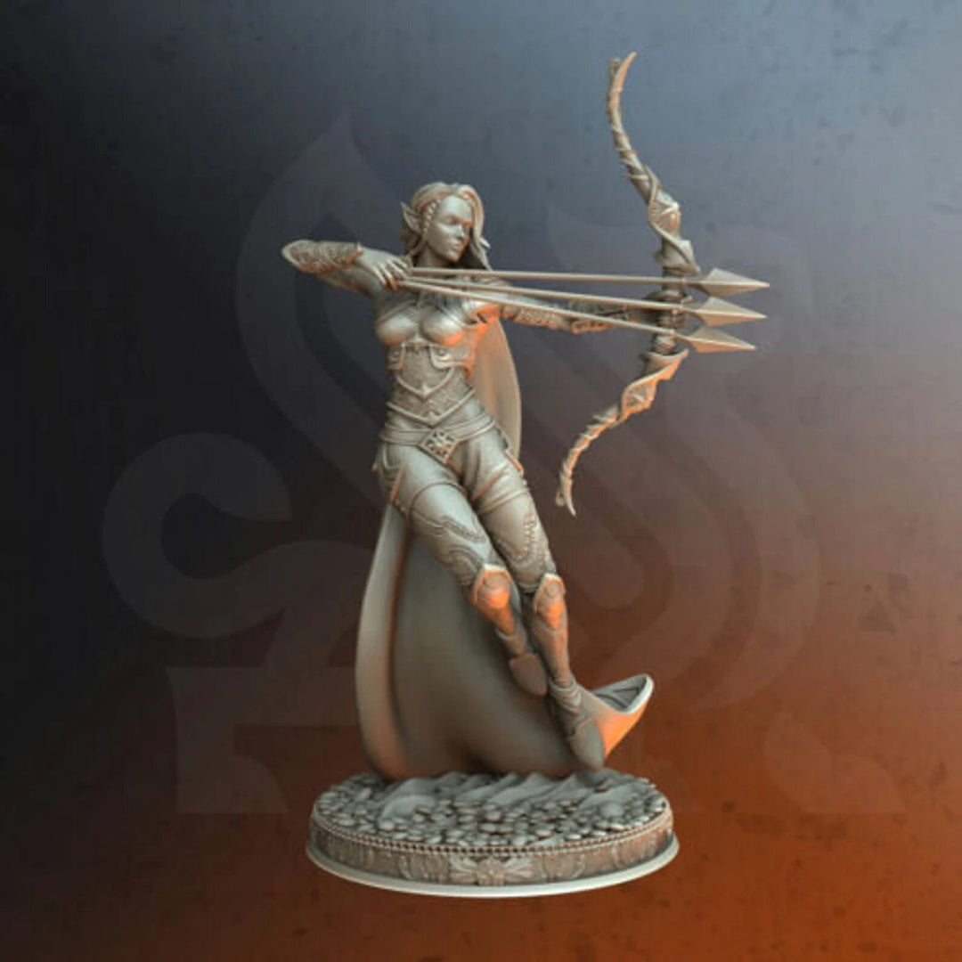 Female Elf Fighter Sharpshooter, Moon Elf, Eladrin Miniature | 28mm,32mm,54mm,75mm,100mm Scales | Dungeons and Dragons Pathfinder |DM Stash