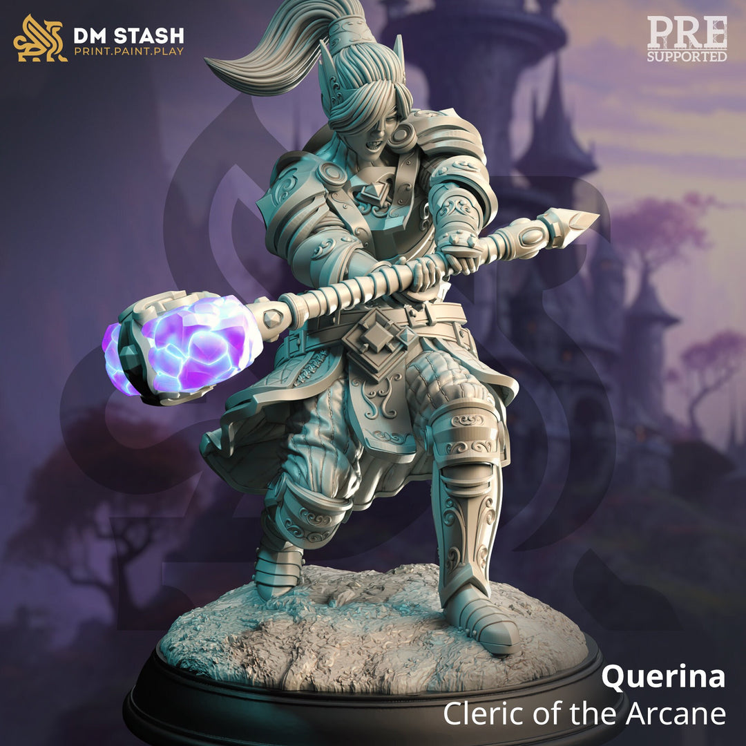 Elf Female Cleric Paladin with Mace Miniature | 28mm, 32mm,54mm,75mm, 100mm Scales | Dungeons and Dragons Pathfinder | DM Stash