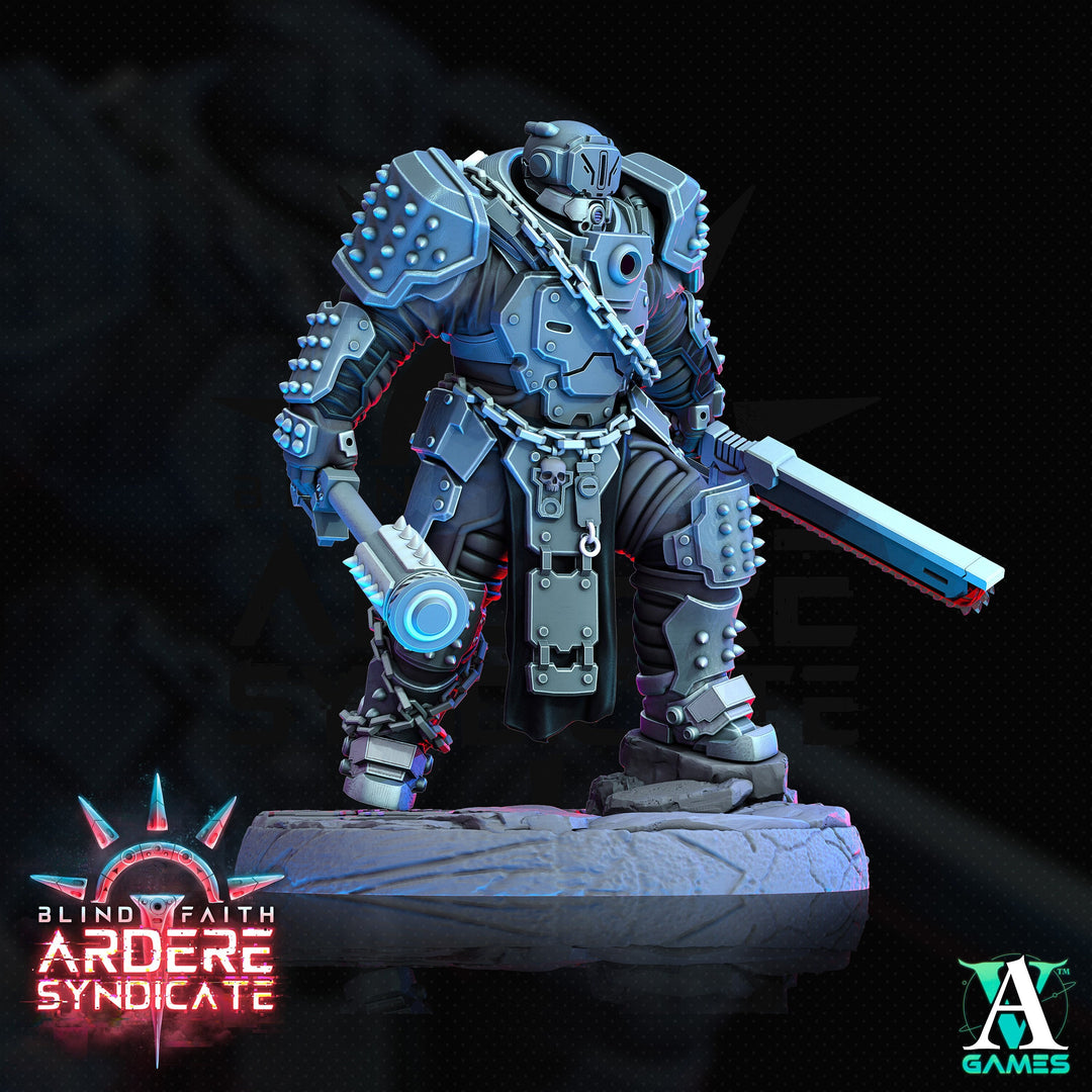 Arderite Heavy Infantry, Blind Faith, Ardere Syndicate | Sci-Fi Miniature 28mm,32mm Scales | 54mm, 75mm TALL | Resin Mini |Archvillain Games