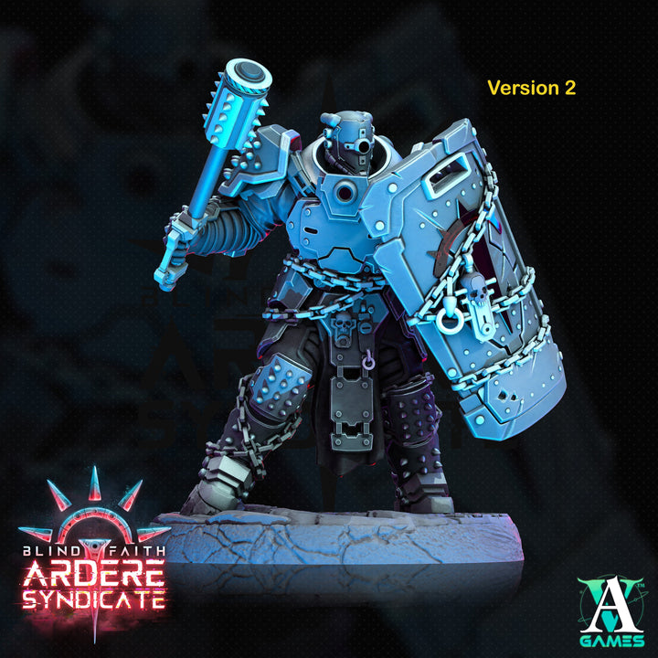 Arderite Heavy Infantry, Blind Faith, Ardere Syndicate | Sci-Fi Miniature 28mm,32mm Scales | 54mm, 75mm TALL | Resin Mini |Archvillain Games