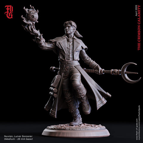 Lunar Sorcerer, Wizard, Warlock | 28mm, 32mm,54mm,75mm,100mm Scales | Player Character Mini Minis -D&D 5e Pathfinder Figurine |Flesh of Gods