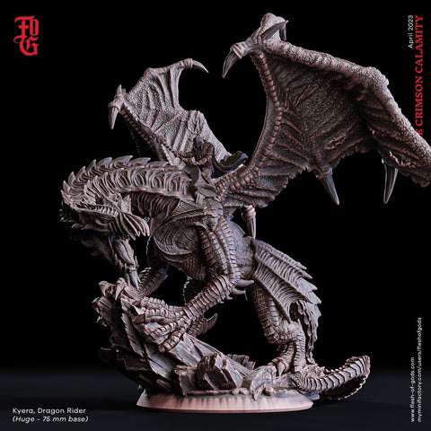 Ancient Gargantuan Dragon with Rider | Resin Miniature | 28mm, 32mm Scales | Dragon Queen | Dungeons and Dragons| Flesh of Gods