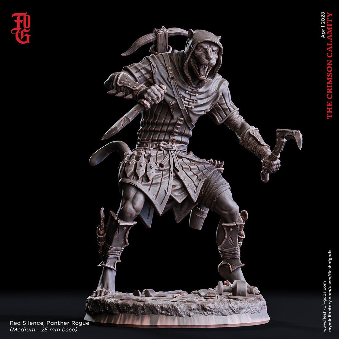 Tabaxi ,Rogue, Ranger - Werepanther, Werecat, Catfolk | 28mm, 32mm,54mm,75mm,100mm Scales |PC Mini D&D5e Pathfinder Figurine |Flesh of Gods