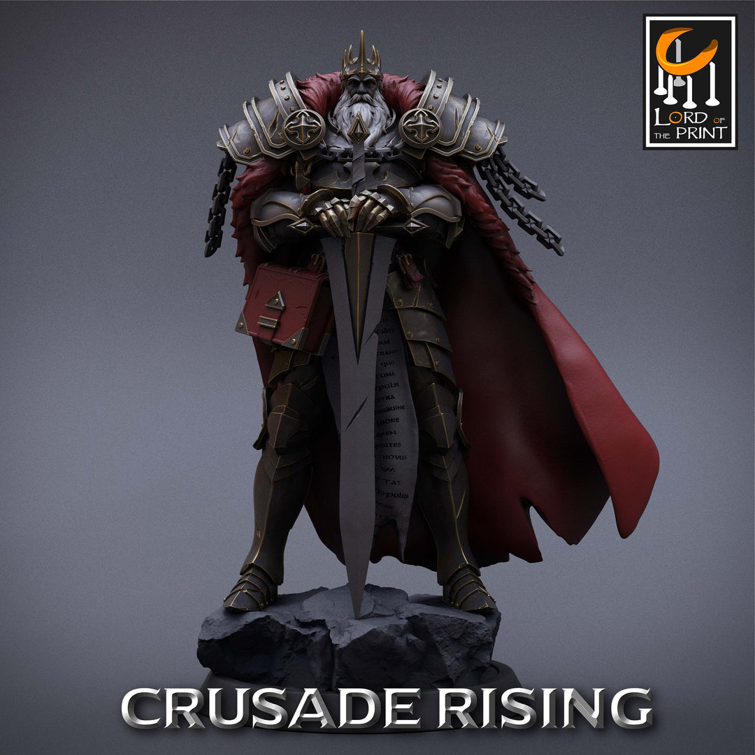 Human Templar Paladin King Knight Unpainted | 28mm, 32mm Scales | 54mm &amp; 75mm | Dungeons and Dragons | Pathfinder | OLAF| Lord Of the Print