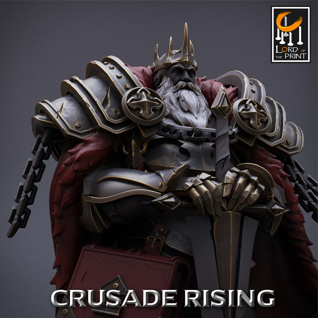 Human Templar Paladin King Knight Unpainted | 28mm, 32mm Scales | 54mm & 75mm | Dungeons and Dragons | Pathfinder | OLAF| Lord Of the Print