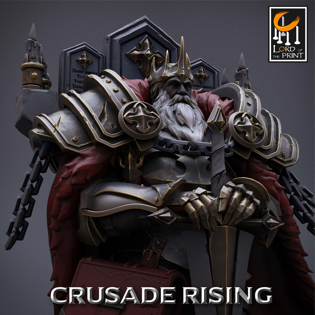Human Templar Paladin King Knight Unpainted | 28mm, 32mm Scales | 54mm & 75mm | Dungeons and Dragons | Pathfinder | OLAF| Lord Of the Print
