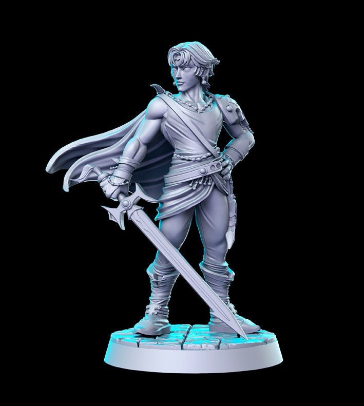 Rogue Fighter Bartz Classic JRPG | 28mm,32mm, 54mm,75mm Scale Miniature | Unpainted resin Figurine D&D Tabletop Fantasy Miniature Gaming