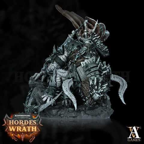 Chaos Lord on Demon Beast. Oathbreaker Paladin mounted | 80mmX 60mm Base | 28mm & 32mm Scales | Dungeons and Dragons | Archvillain Games