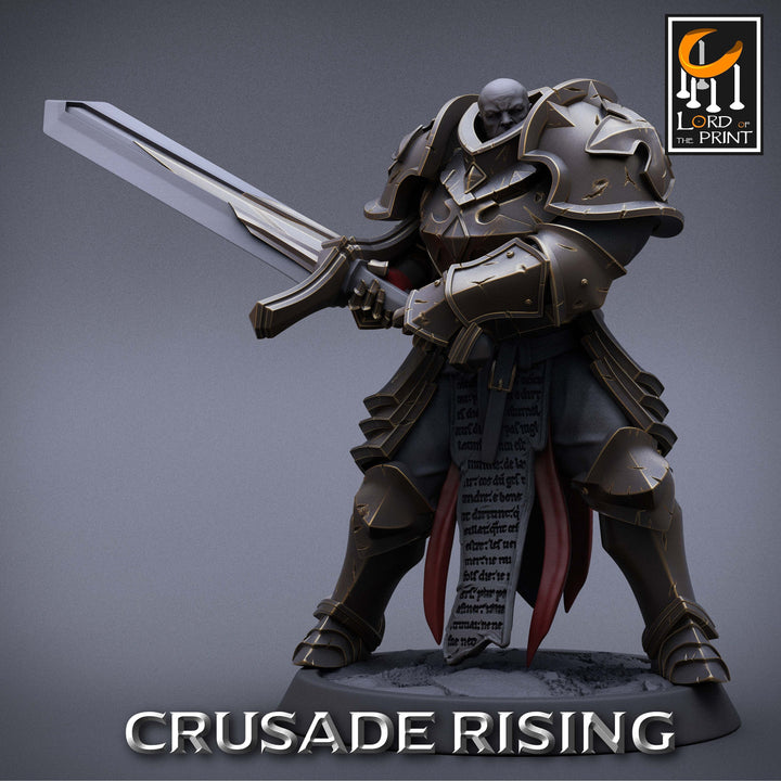 Paladin Knight Templar Unpainted Miniature | 28mm, 32mm,54mm,75mm, 100mm Scales | Dungeons and Dragons | Pathfinder | Lord of The Print