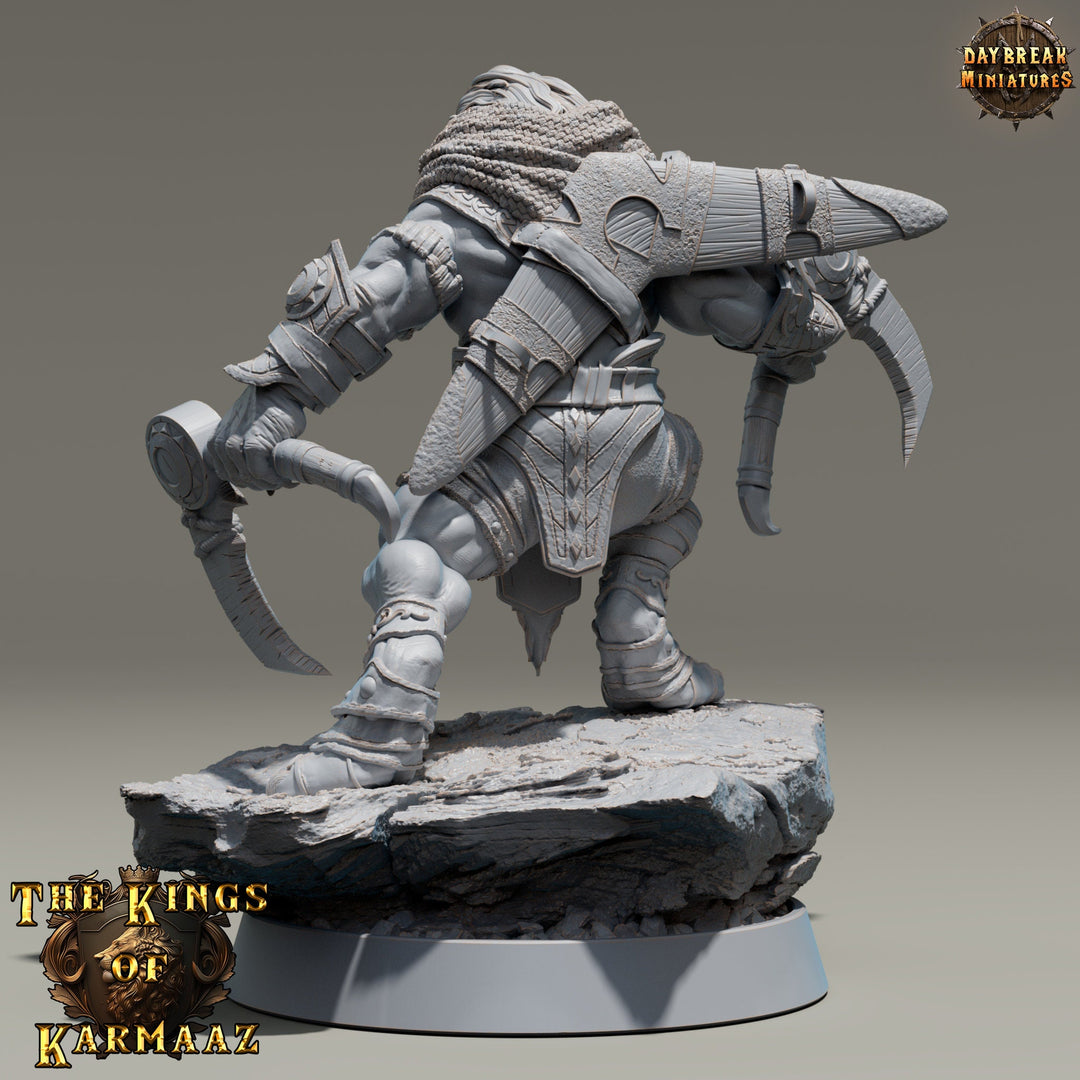 Leonin LionFolk Fighter Barbarian | 28mm, 32mm, 54mm, 75mm Scales,100mm Tall | Dungeons and Dragons D&amp;D 5e | Pathfinder| Daybreak Miniatures