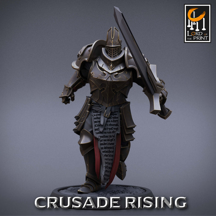 Paladin Knight Templar Unpainted Miniature | 28mm, 32mm,54mm,75mm, 100mm Scales | Dungeons and Dragons | Pathfinder | Lord of The Print
