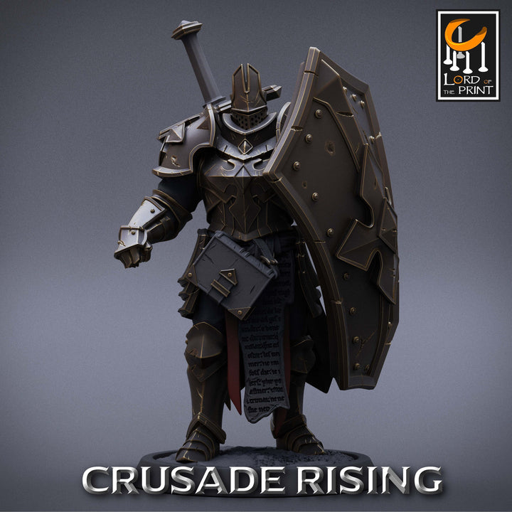 Paladin Knight Templar Unpainted Miniature | 28mm, 32mm,54mm,75mm, 100mm Scales | Dungeons and Dragons | Pathfinder | Lord of The Print