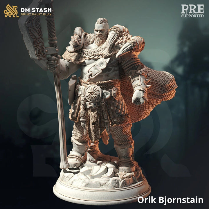 Human Barbarian Fighter Miniature | 28mm,32mm,54mm,75mm,100mm Scales | Dungeons and Dragons Pathfinder | DM Stash