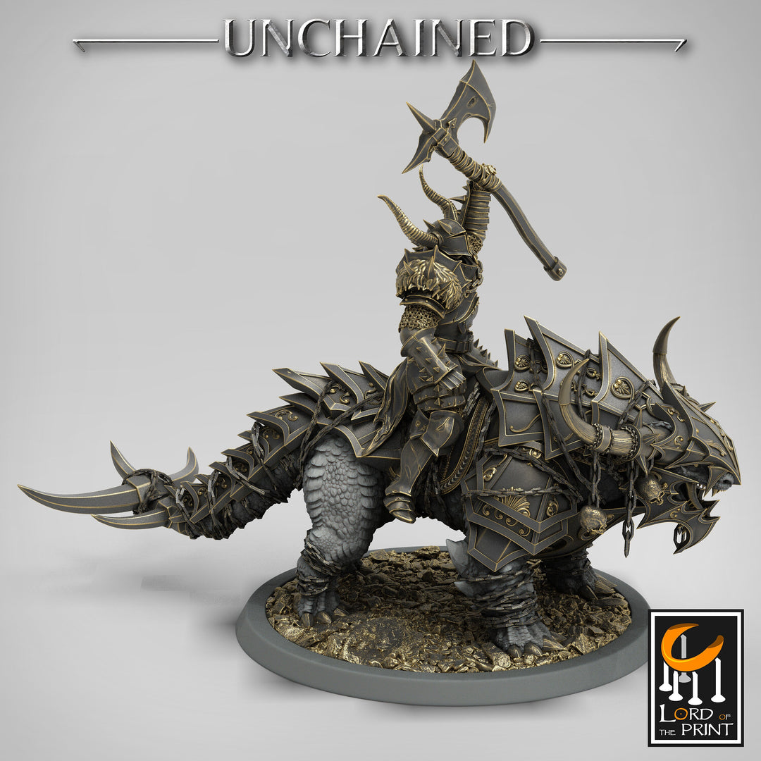 Chaos Knight on Armored Muscular Beast Great Axe , Oathbreaker Paladin | Dungeons and Dragons 5e | 28mm,32mm,54mm,75mm Scale | Pathfinder