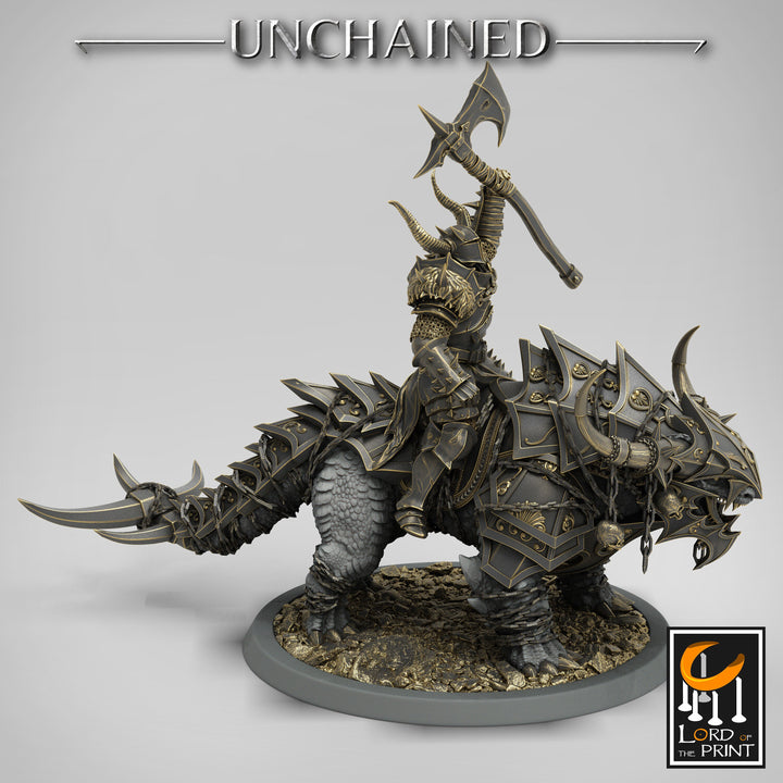 Chaos Knight on Armored Muscular Beast Great Axe , Oathbreaker Paladin | Dungeons and Dragons 5e | 28mm,32mm,54mm,75mm Scale | Pathfinder