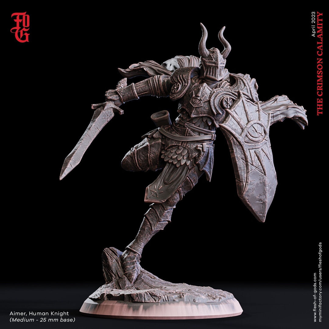 Fighter Knight Paladin | 28mm, 32mm,54mm,75mm,100mm Scales | Player Character Mini Minis -D&D 5e Pathfinder Figurine |Flesh of Gods