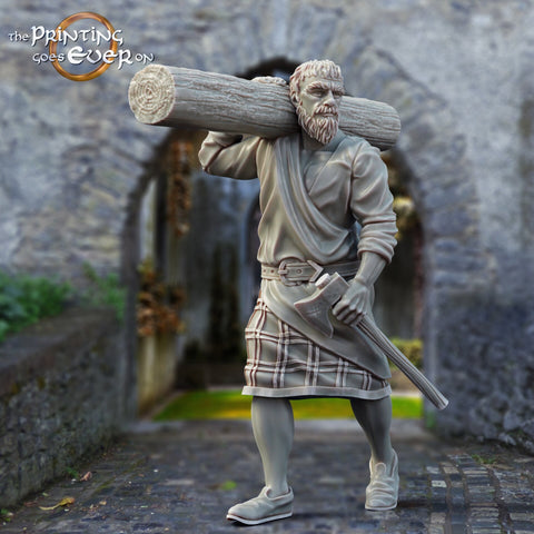 NPC Lumberjack Builder Resin Miniature | Available in 28mm, 32mm,54mm,75mm,100mm Scales | Pathfinder Figure DnD | Figurine unpainted |