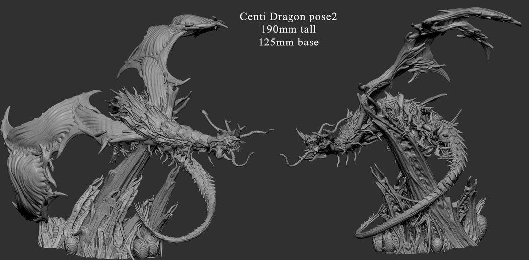 Insectoid Centipede Dragon Sci-Fi miniature | 190mm High, 125mm Base or 90mm Base size | Custom sizes available | Dungeons and Dragons 5e