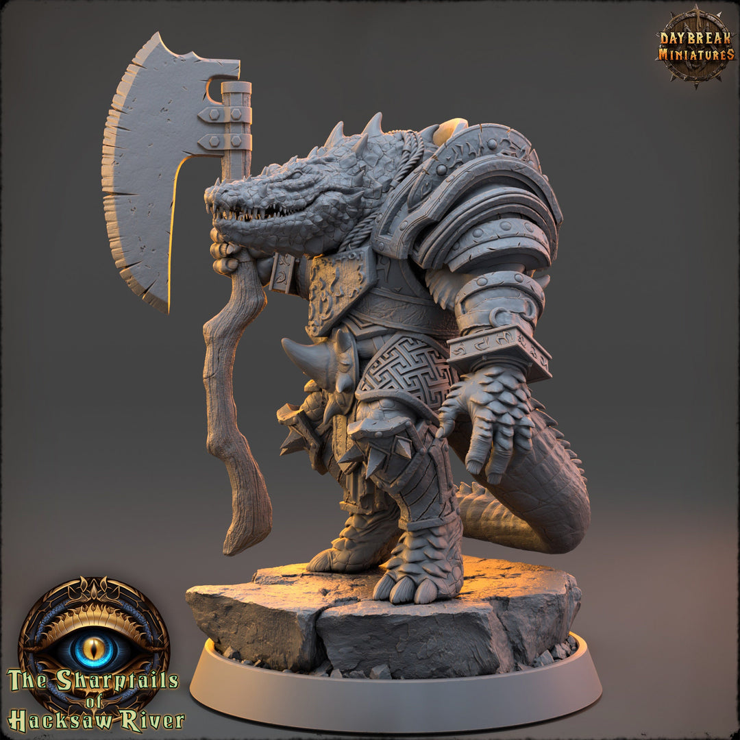 Crocodilian Fighter, Lizardfolk Lizardman mini | 28mm, 32mm, 75mm,100mm Scale Resin Miniature | Dungeons and Dragons Miniatures| Pathfinder