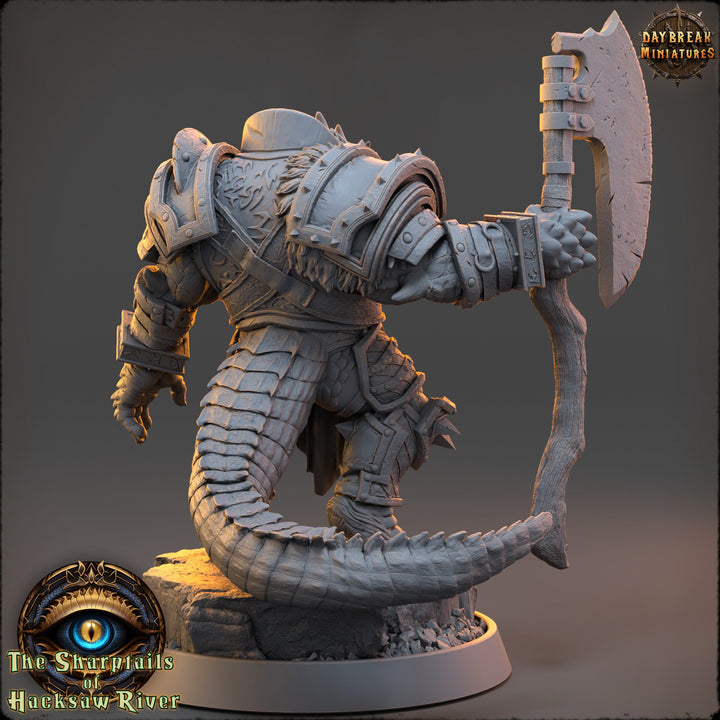 Crocodilian Fighter, Lizardfolk Lizardman mini | 28mm, 32mm, 75mm,100mm Scale Resin Miniature | Dungeons and Dragons Miniatures| Pathfinder