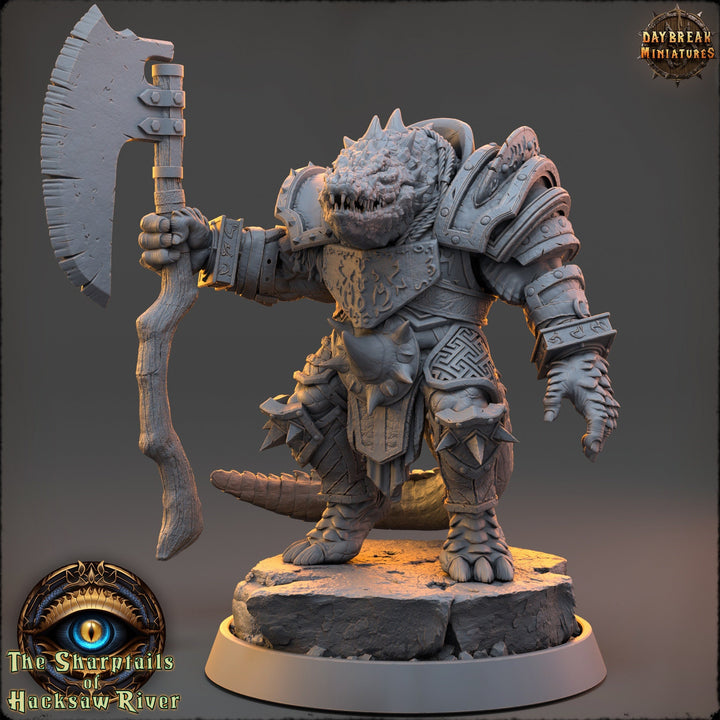 Crocodilian Fighter, Lizardfolk Lizardman mini | 28mm, 32mm, 75mm,100mm Scale Resin Miniature | Dungeons and Dragons Miniatures| Pathfinder
