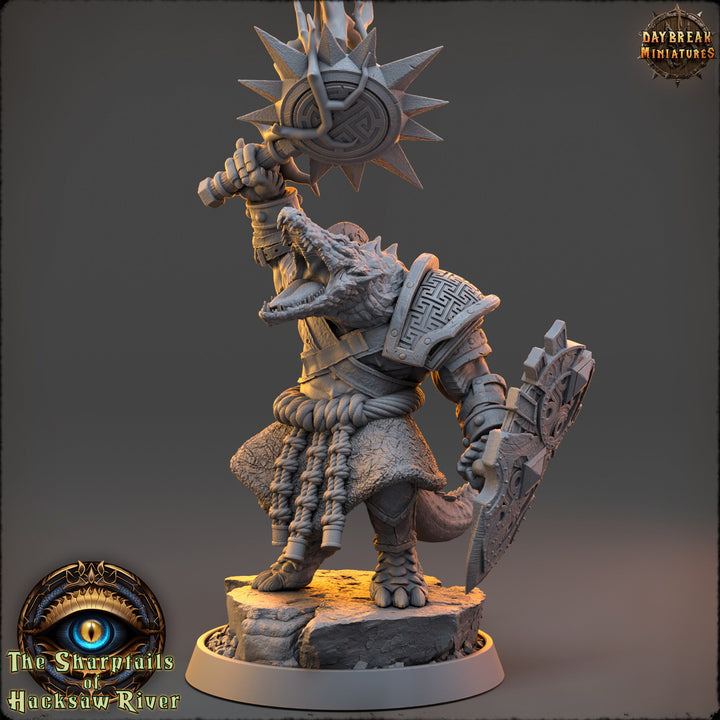 Crocodilian Cleric, Paladin, Lizardfolk Lizardman | 28mm, 32mm, 75mm,100mm Scale Resin Miniature | Dungeons and Dragons 5e| Pathfinder