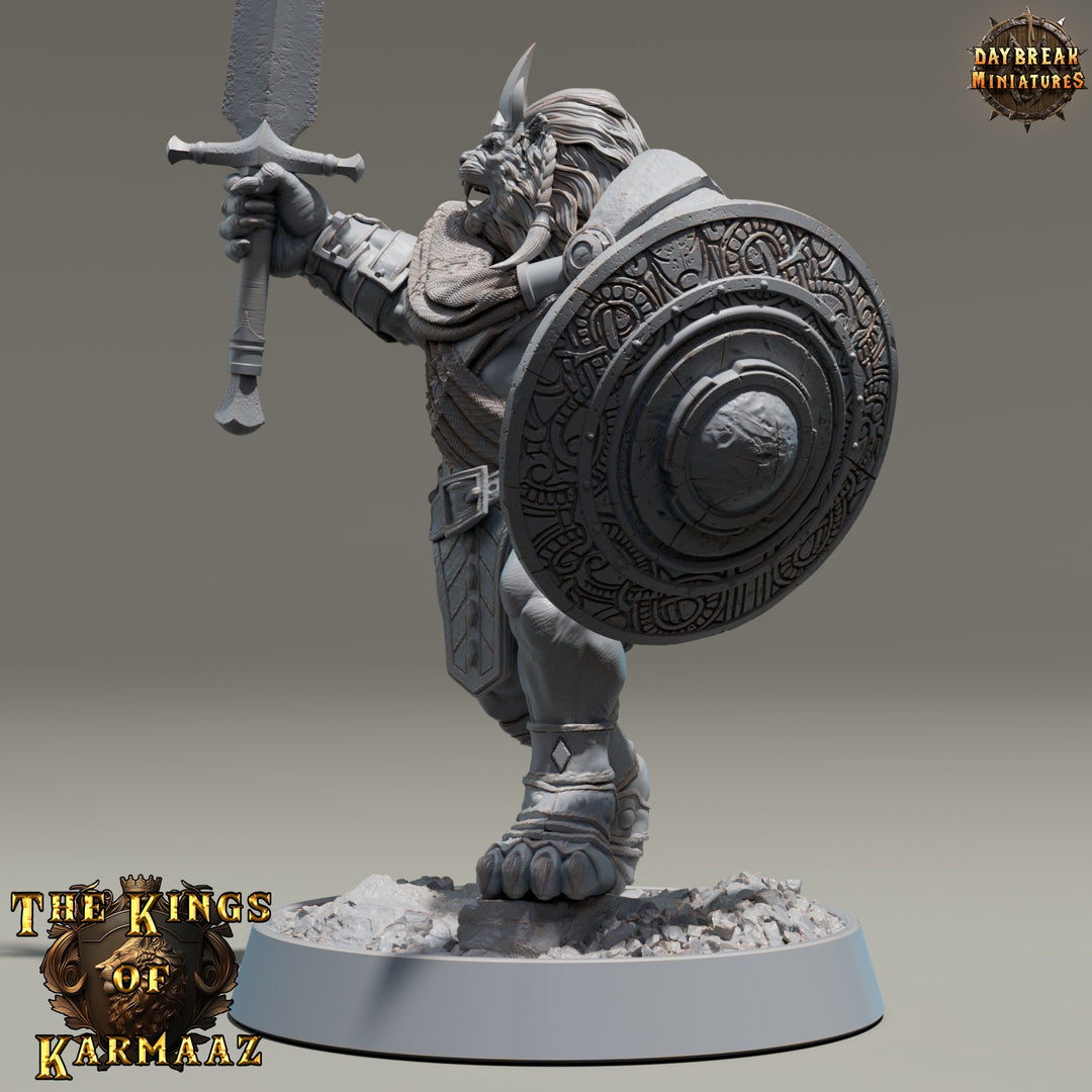 Leonin LionFolk Fighter Paladin | 28mm, 32mm, 54mm, 75mm Scales,100mm Tall | Dungeons and Dragons D&amp;D 5e | Pathfinder| Daybreak Miniatures