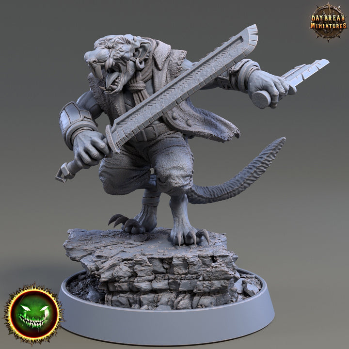 Wererat Sword and Dagger, Ratfolk, Ratman |Resin| Dungeons and Dragons 5e | 28mm,32mm,54m,75mm Scales | Pathfinder D&amp;D | Daybreak Miniatures