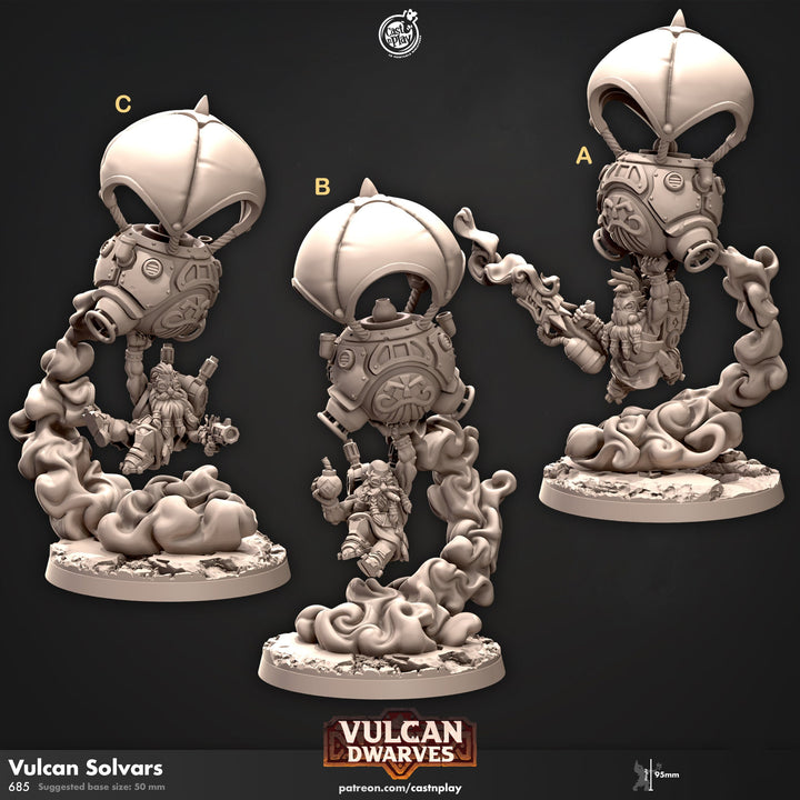 Dwarf Flying Artificer Engineer Miniatures |Dungeons &amp; Dragons Spelljammer | 28mm,32mm,54mm Scale | Pathfinder | Wargames TTRPG |Cast N Play