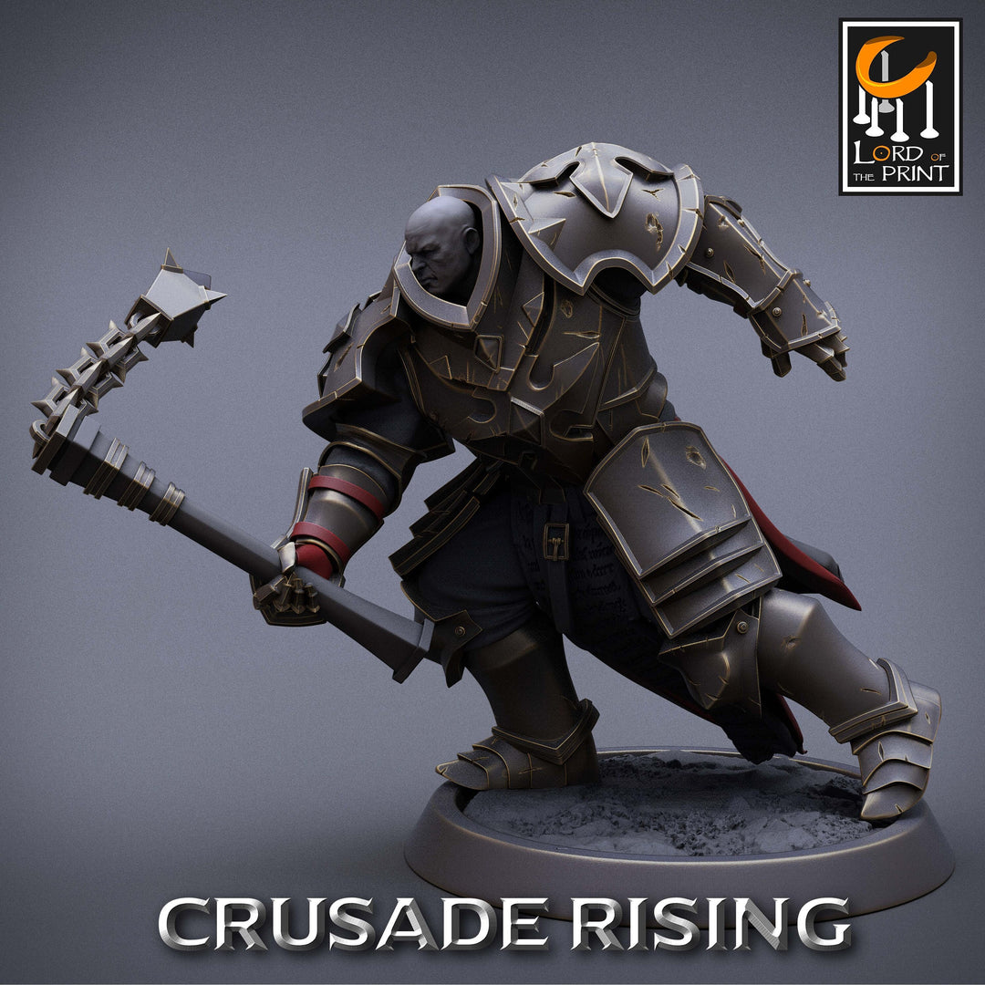 Paladin Knight Flail Templar Unpainted Miniature | 28mm, 32mm,54mm,75mm, 100mm Scales | Dungeons and Dragons |Pathfinder | Lord of The Print