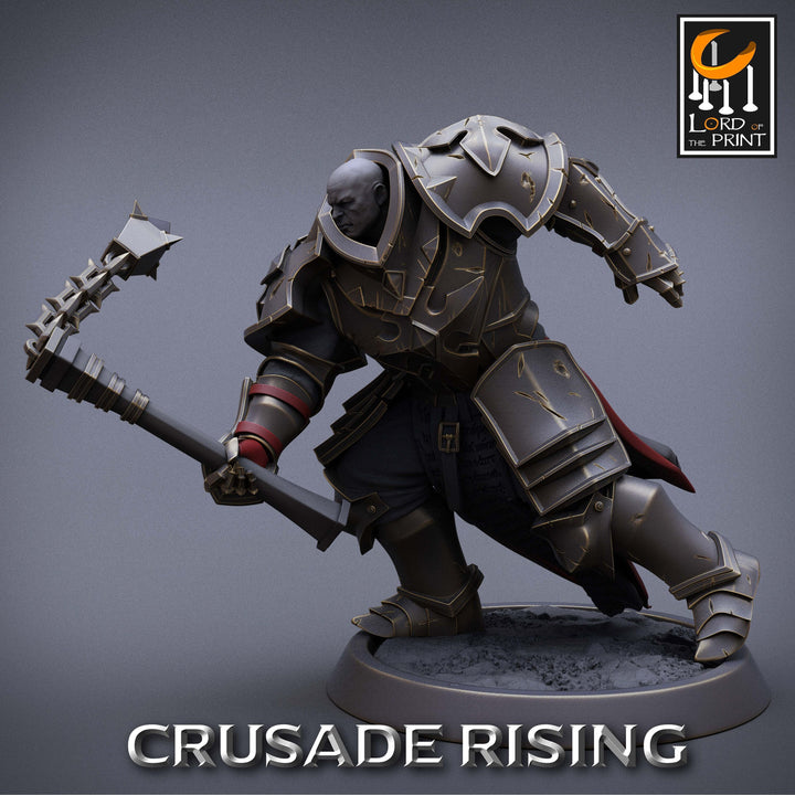 Paladin Knight Flail Templar Unpainted Miniature | 28mm, 32mm,54mm,75mm, 100mm Scales | Dungeons and Dragons |Pathfinder | Lord of The Print