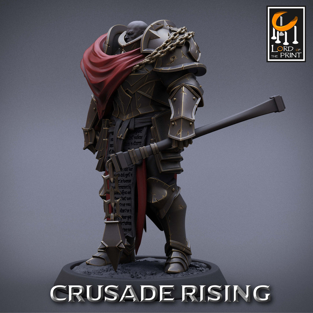 Paladin Knight Flail Templar Unpainted Miniature | 28mm, 32mm,54mm,75mm, 100mm Scales | Dungeons and Dragons |Pathfinder | Lord of The Print