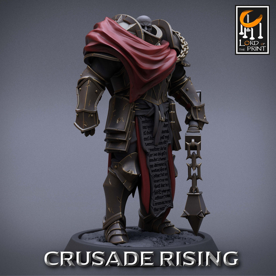Paladin Knight Flail Templar Unpainted Miniature | 28mm, 32mm,54mm,75mm, 100mm Scales | Dungeons and Dragons |Pathfinder | Lord of The Print