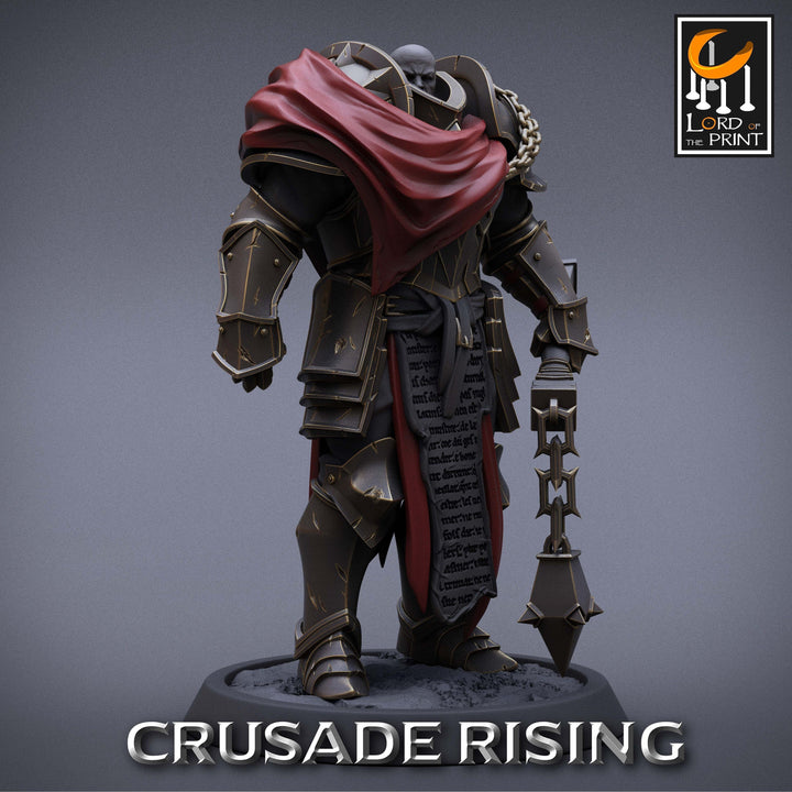 Paladin Knight Flail Templar Unpainted Miniature | 28mm, 32mm,54mm,75mm, 100mm Scales | Dungeons and Dragons |Pathfinder | Lord of The Print