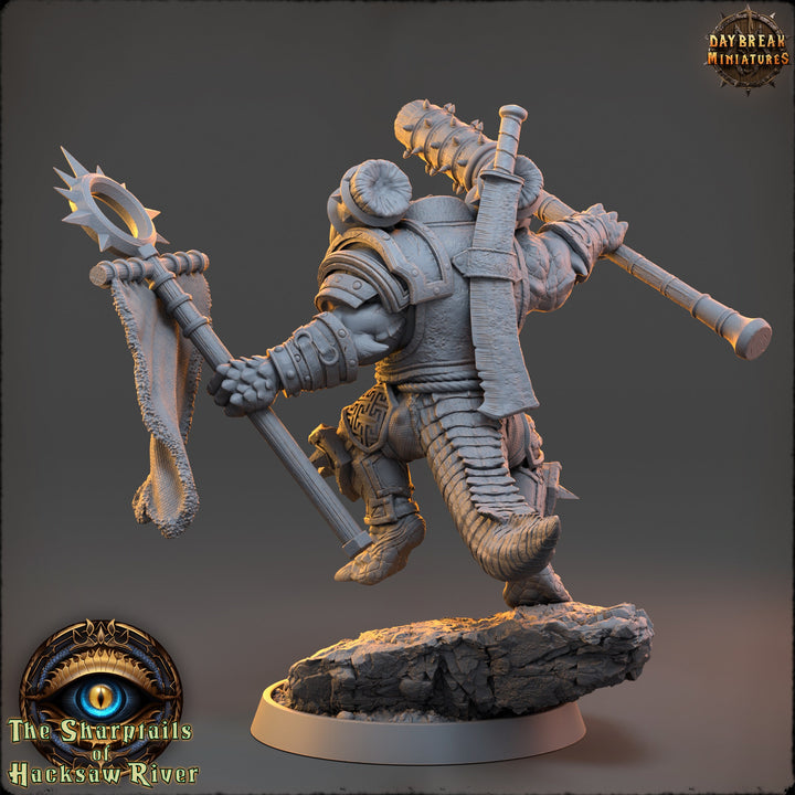 Crocodilian Cleric Paladin, Fighter Lizardfolk Lizardman | 28mm, 32mm, 75mm,100mm Scale Resin Miniature |Dungeons and Dragons 5e| Pathfinder