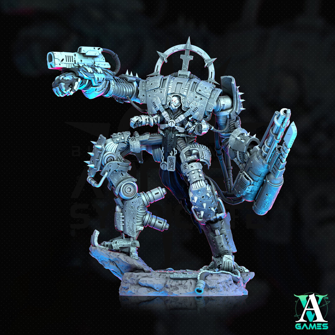 Sci-Fi Heavy Battle Mech Knight Miniature | SpellJammer | 25mm, 32mm, 40mm, 50mm, 75mm BASE SIZES | Resin Mini Unpainted |Archvillain Games