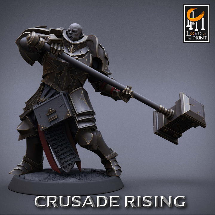 Paladin Knight Hammer Templar Unpainted Miniature | 28mm, 32mm,54mm,75mm, 100mm Scales | Dungeons and Dragons |Pathfinder |Lord of The Print