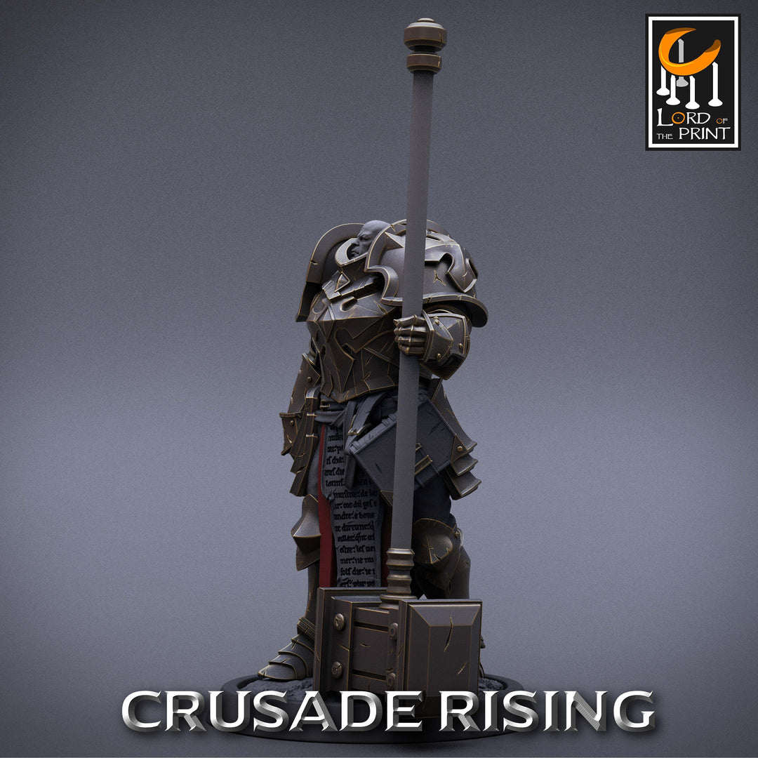 Paladin Knight Hammer Templar Unpainted Miniature | 28mm, 32mm,54mm,75mm, 100mm Scales | Dungeons and Dragons |Pathfinder |Lord of The Print