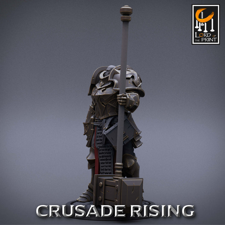 Paladin Knight Hammer Templar Unpainted Miniature | 28mm, 32mm,54mm,75mm, 100mm Scales | Dungeons and Dragons |Pathfinder |Lord of The Print