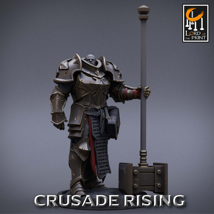 Paladin Knight Hammer Templar Unpainted Miniature | 28mm, 32mm,54mm,75mm, 100mm Scales | Dungeons and Dragons |Pathfinder |Lord of The Print