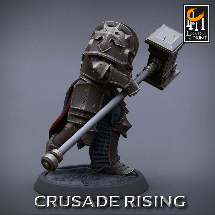 Paladin Knight Hammer Templar Unpainted Miniature | 28mm, 32mm,54mm,75mm, 100mm Scales | Dungeons and Dragons |Pathfinder |Lord of The Print