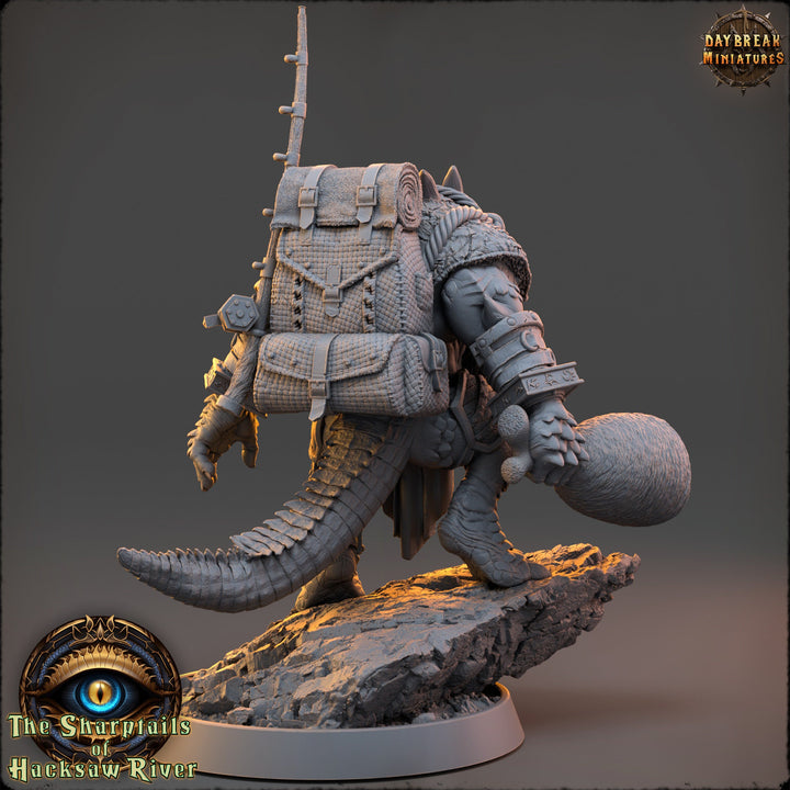 Crocodilian Adventurer, Lizardfolk Lizardman mini | 28mm, 32mm, 75mm,100mm Scale Resin Miniature |Dungeons and Dragons 5e| Pathfinder