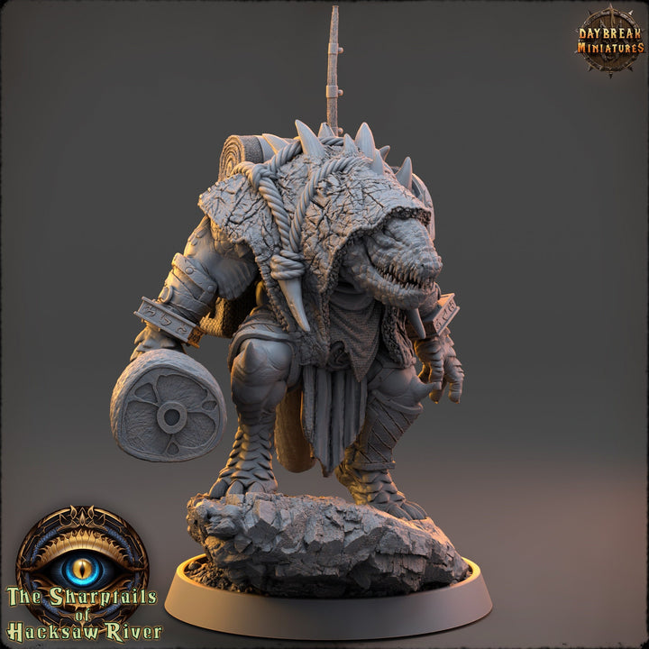 Crocodilian Adventurer, Lizardfolk Lizardman mini | 28mm, 32mm, 75mm,100mm Scale Resin Miniature |Dungeons and Dragons 5e| Pathfinder