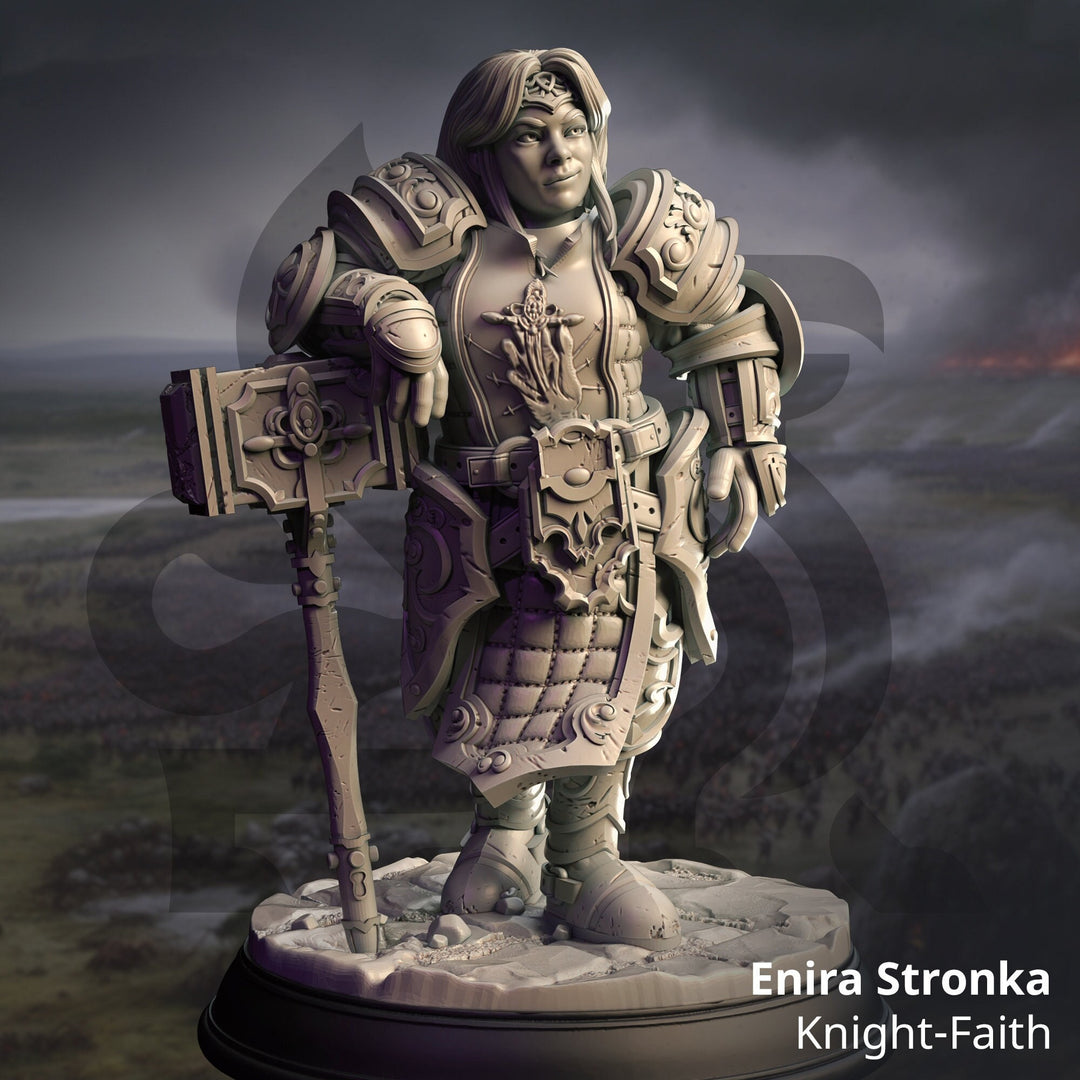Female Dwarf Paladin Cleric Fighter w/ Plate Mail & Hammer Miniature | 28mm, 32mm,54mm,75mm, 100mm Scales | DnD 5e Pathfinder | DM Stash