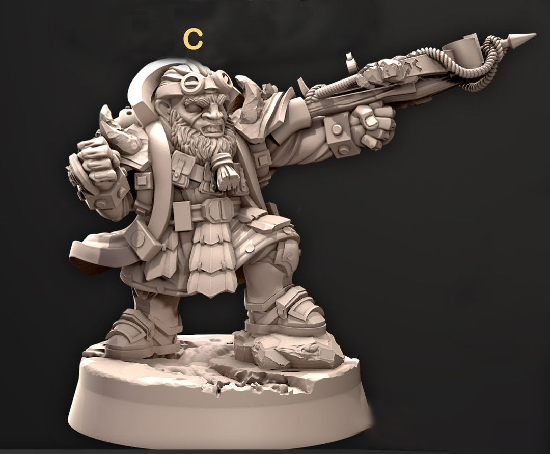 Dwarf Fighter Crossbow Expert &amp; Gunslinger, Artificer Miniature | Dungeons and Dragons | 28mm,32mm,54mm,75mm, 100mm Scale | Pathfinder