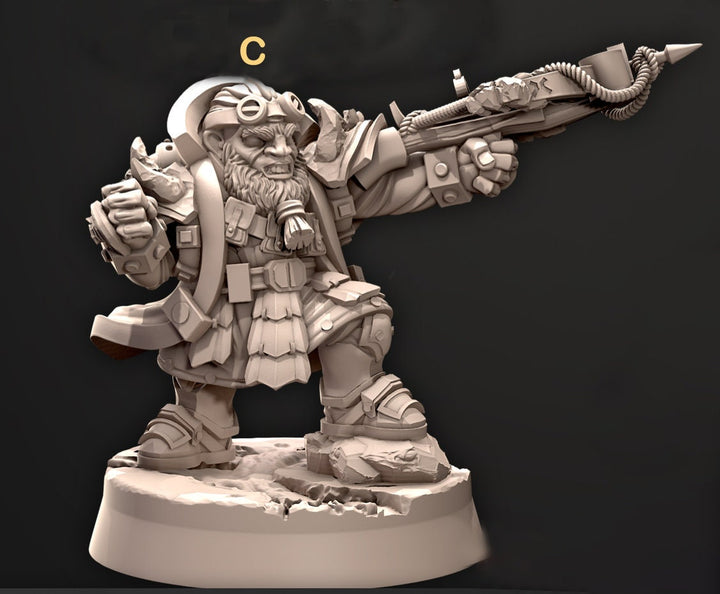 Dwarf Fighter Crossbow Expert &amp; Gunslinger, Artificer Miniature | Dungeons and Dragons | 28mm,32mm,54mm,75mm, 100mm Scale | Pathfinder